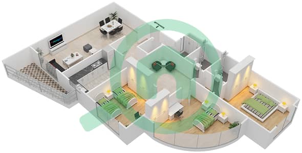 Style Tower - 3 Bed Apartments Type J Floor plan