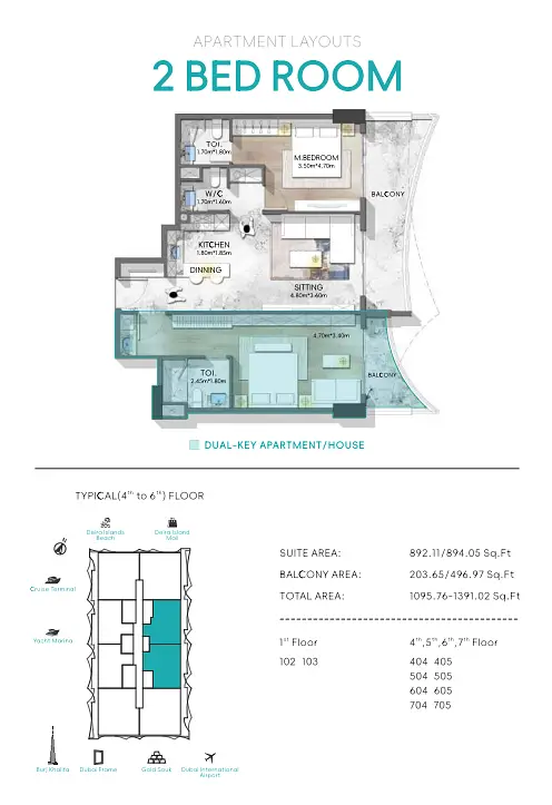 2 BR floor plan