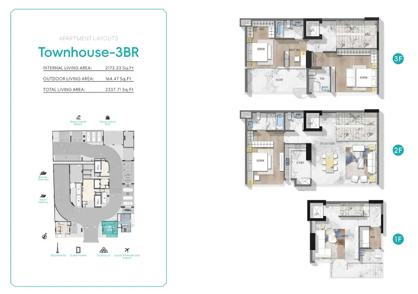 3 BR floor plan