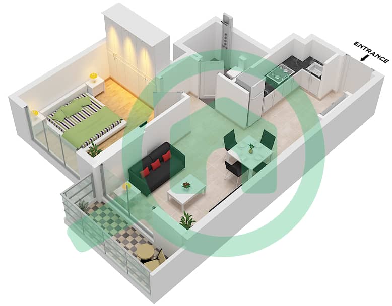 Unit 5 Floor 10 Azizi Riviera 41 - 1 Bedroom Apartment Unit 5 FLOOR 10 Floor plan Unit 5 Floor 10 interactive3D