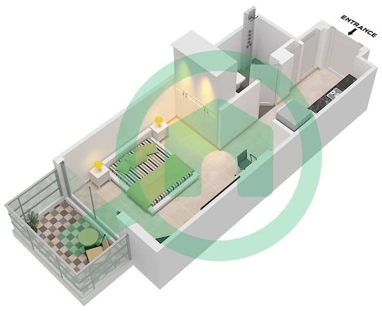 Unit 9 Floor 10 Azizi Riviera 41 - Studio Apartment Unit 9 FLOOR 10 Floor plan Unit 9 Floor 10 interactive3D