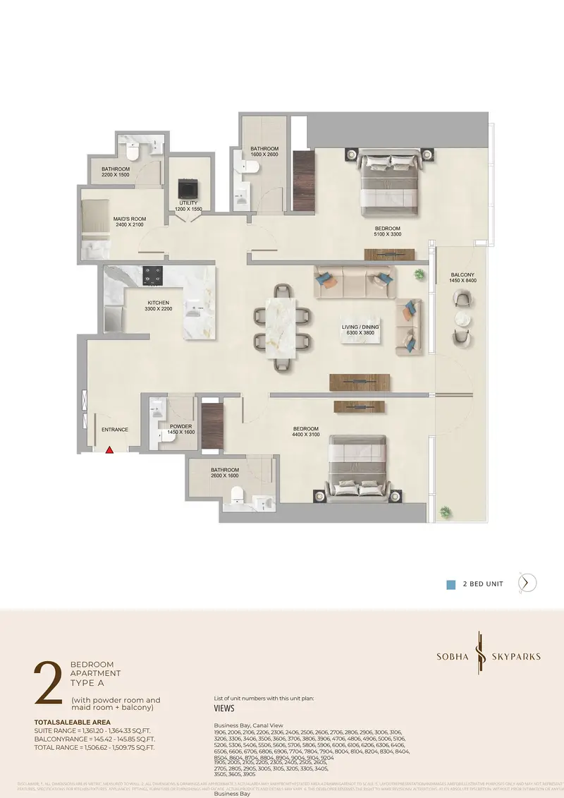 2 BR floor plan