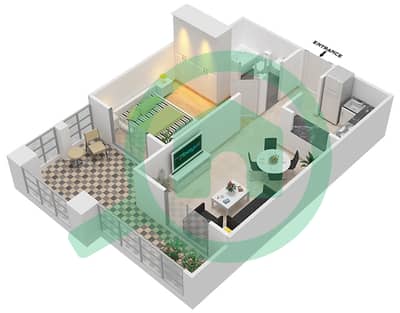 المخططات الطابقية لتصميم الوحدة 2 شقة 1 غرفة نوم - قصر صباح 3