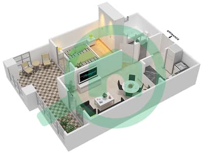 卡斯尔萨巴赫3号楼 - 1 卧室公寓单位5戶型图