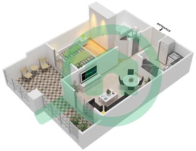 Qasr Sabah 3 - 1 Bed Apartments Unit 7 Floor plan