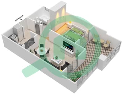 Qasr Sabah 3 - 1 Bedroom Apartment Unit 10 Floor plan