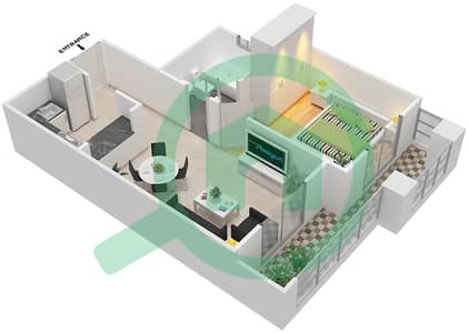 المخططات الطابقية لتصميم الوحدة 12 شقة 1 غرفة نوم - قصر صباح 3