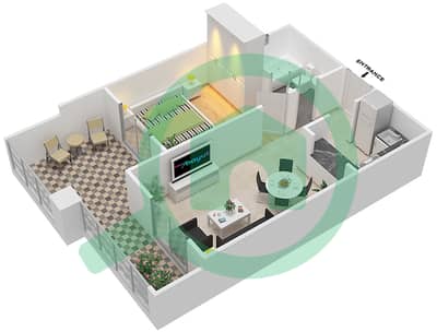 المخططات الطابقية لتصميم الوحدة 16 شقة 1 غرفة نوم - قصر صباح 3