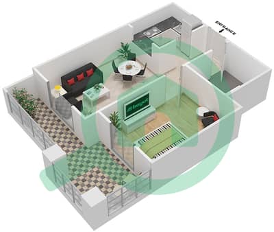 Qasr Sabah 3 - 1 Bedroom Apartment Unit 17 Floor plan