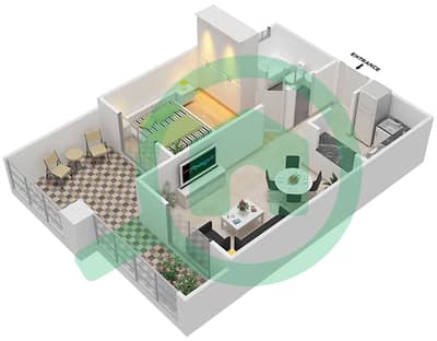 Qasr Sabah 3 - 1 Bed Apartments Unit 23 Floor plan