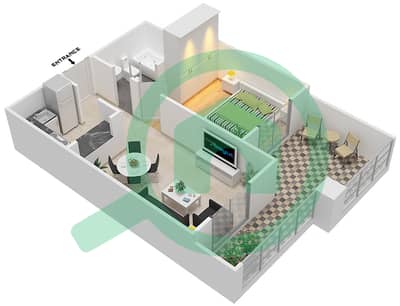 المخططات الطابقية لتصميم الوحدة 24 شقة 1 غرفة نوم - قصر صباح 3