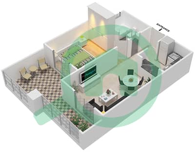 卡斯尔萨巴赫3号楼 - 1 卧室公寓单位25戶型图