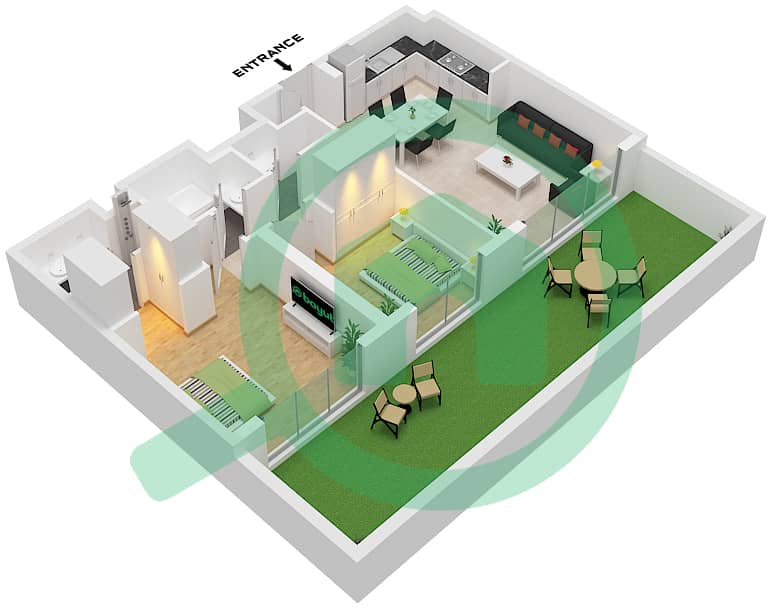 Park Ridge Tower C - 2 Bedroom Apartment Type/unit 2A /UNIT 6-8 FLOOR GROUND Floor plan Type 2A Unit 6-8,11-13,16-17 Floor Ground interactive3D