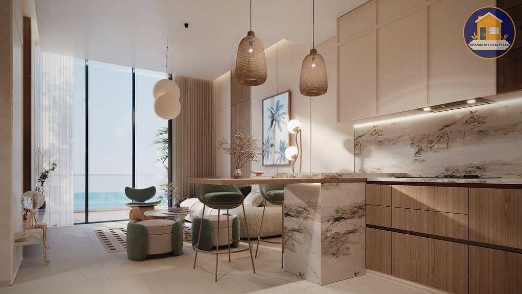 4 kitchen in a 1 bedroom apartment at One Rak Central by Pantheon Development. jpg