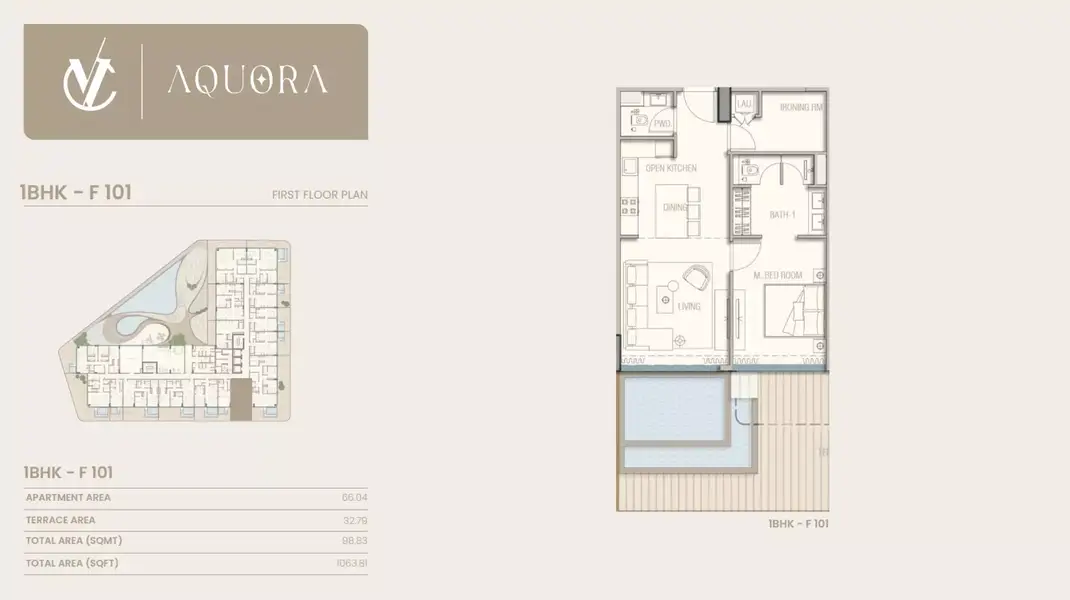 1 BR floor plan