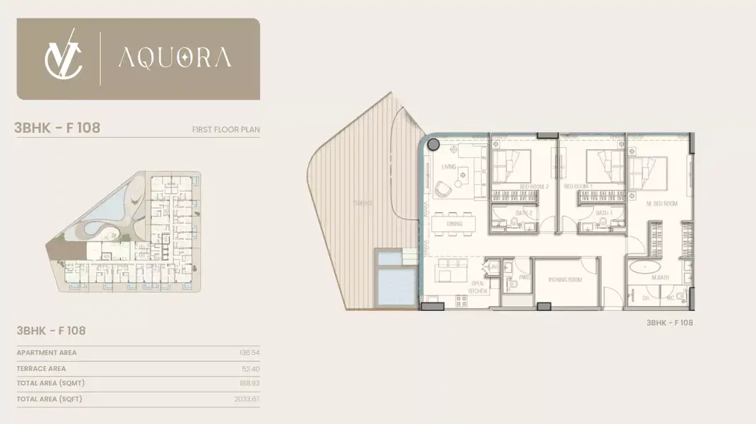 3 BR floor plan