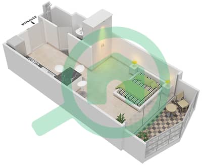 المخططات الطابقية لتصميم النموذج 2 شقة استوديو - سيفن سيتي
