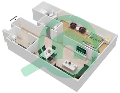 المخططات الطابقية لتصميم النموذج B شقة 1 غرفة نوم - ذا فيو
