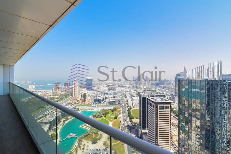 Upgraded 3 Beds + Maids | Sea View | High Floor