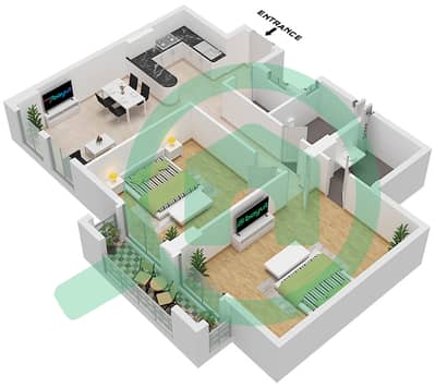 Kentia - Plano de planta de 2 habitaciones Apartamento Unidad 7,11