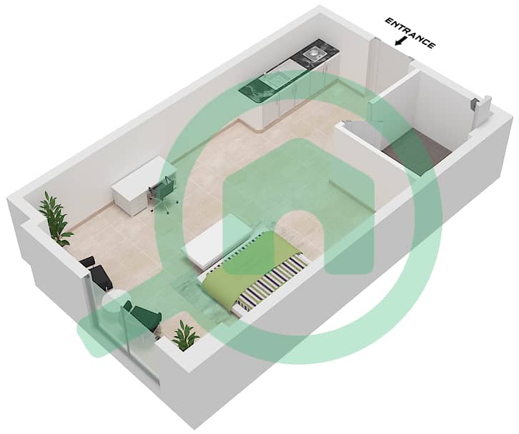Unit 18,27 Kentia - Planimetria del piano di Monolocale Appartamento Unità 18,27 Unit 18,27 interactive3D