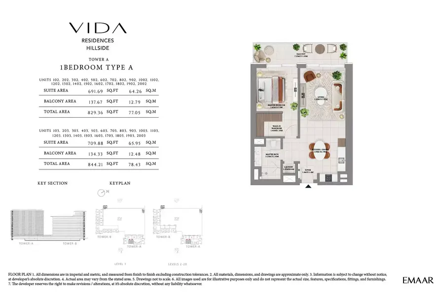 1 BR floor plan