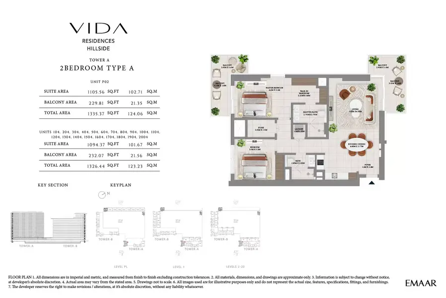 2 BR floor plan