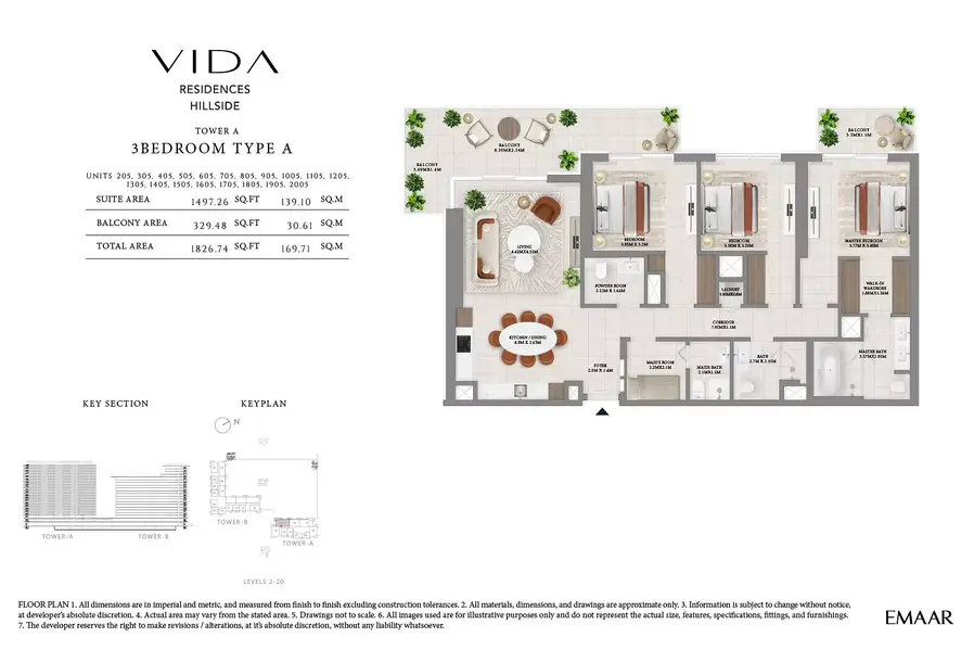 3 BR floor plan