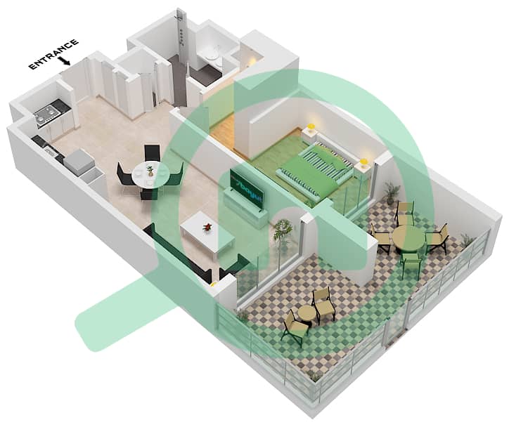 Type B1 Unit 7 Floor 1 Golf Hillside - 1 Bedroom Apartment Type/unit B1 / UNIT 7 FLOOR 1 Floor plan Type B1 Unit 7 Floor 1 interactive3D