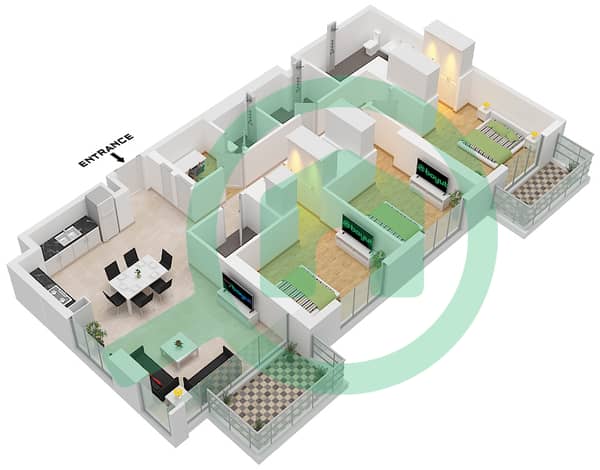 Type A4 Unit 1 Floor Podium
Unit 2 Floor 1 
Unit 3 Floor 2-20