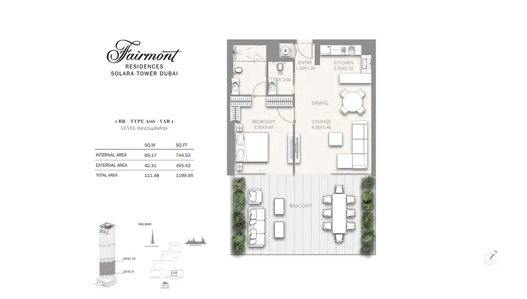 1 BR floor plan