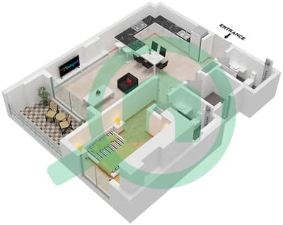 Alma Gardens - Grundriss für 1 Schlafzimmer Wohnung Typ C