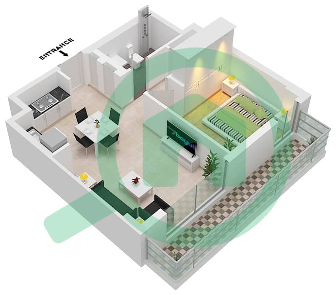 Unit 605 Floor 6 Bayshore 1 - 1 Bedroom Apartment Unit 605 FLOOR 6 Floor plan Unit 605 Floor 6 interactive3D
