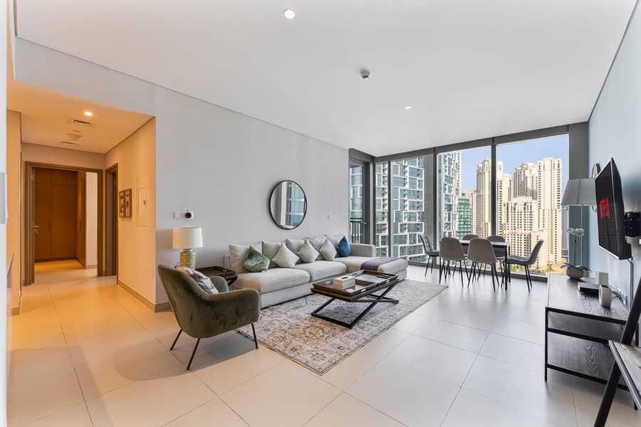 Coastal 2 Bed With JBR Beach Views from Balcony | Furnished | Flexible term