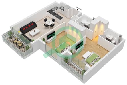 The Mayfair - Plano de planta de 2 habitaciones Apartamento Tipo G(M)