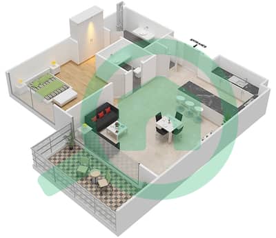المخططات الطابقية لتصميم النموذج 1D.2 شقة 1 غرفة نوم - مايان 1