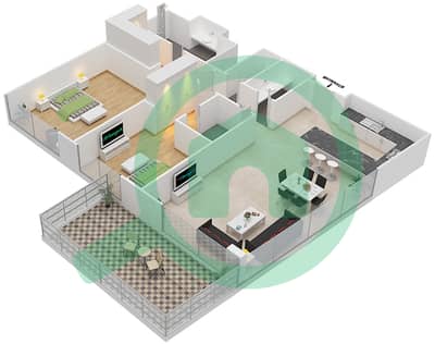 المخططات الطابقية لتصميم النموذج 2A شقة 2 غرفة نوم - مايان 1