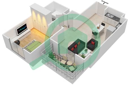 Safi Apartments 1B - 1 Bed Apartments Type 1E-1 Floor plan