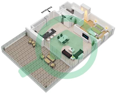 Sama Yas - 1 Bedroom Apartment Type B Floor plan