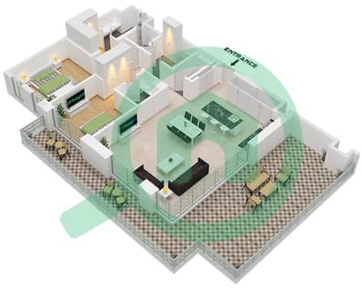 Sama Yas - 2 Bedroom Apartment Type E Floor plan
