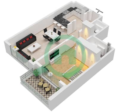 Mas Tower - Planimetria del piano di 1 Camera Appartamento Tipo/unità A / UNIT 10