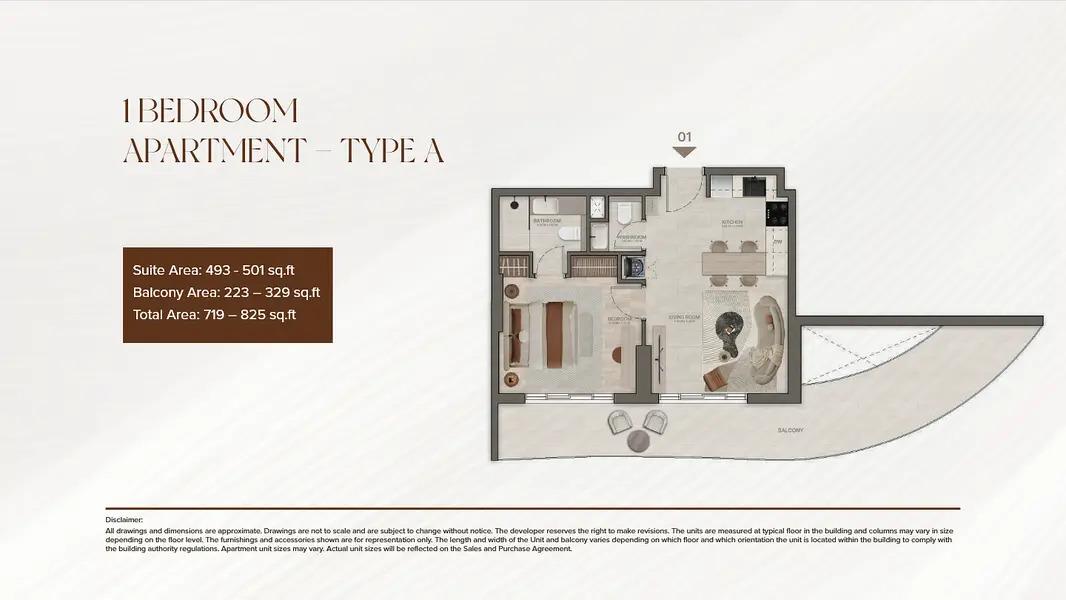 1 BR floor plan
