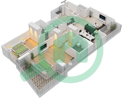 苏坤大厦 - 2 卧室公寓类型B戶型图