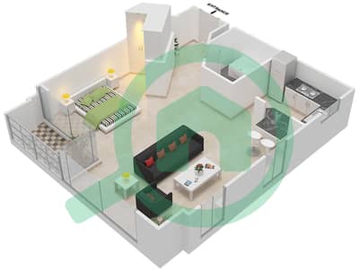 Sukoon Tower - Studio Apartments Type D3 Floor plan