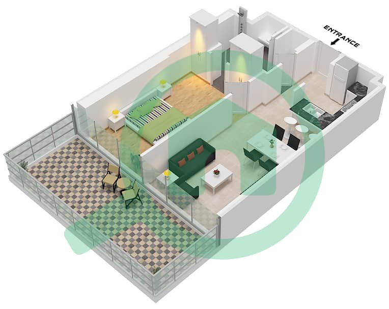 Type 21 Floor 15,27,37 Tower A,B DAMAC Bay 2 by Cavalli - 1 Bedroom Apartment Type 21 FLOOR 15,27 TOWER A,B Floor plan Type 21 Floor 15,27,37 Tower A,B interactive3D