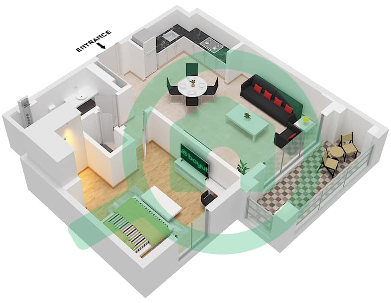 Unit 7 Floor 1 Cedar at Creek Beach Building 4 - 1 Bedroom Apartment Unit 7 FLOOR 1 Floor plan Unit 7 Floor 1 interactive3D
