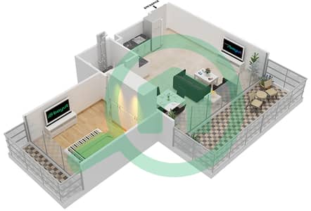 阿齐兹里维埃拉9号楼 - 1 卧室公寓类型1A戶型图