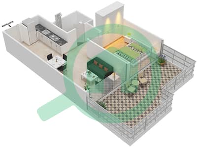 المخططات الطابقية لتصميم النموذج 2A شقة 1 غرفة نوم - عزيزي ريفييرا 9