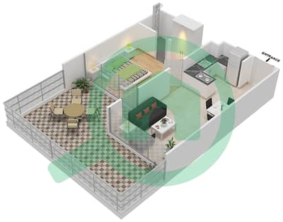 阿齐兹里维埃拉9号楼 - 1 卧室公寓类型3A戶型图