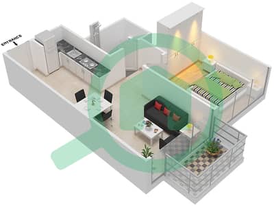 المخططات الطابقية لتصميم النموذج 2B شقة 1 غرفة نوم - عزيزي ريفييرا 9